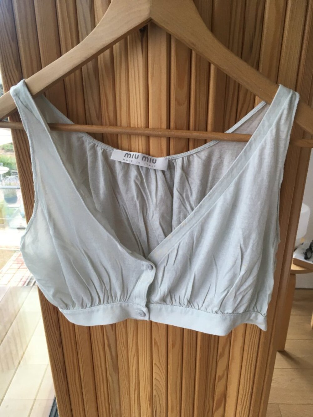 Miu Miu vintage crop top, shear light blue mint color, size large
